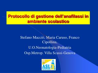Protocollo di gestione dell’anafilassi in ambiente scolastico