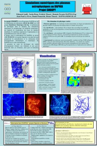 Simulations numériques des plasmas astrophysiques au DAPNIA Projet SNOOPY