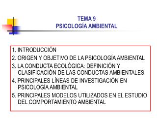 TEMA 9 PSICOLOGÍA AMBIENTAL