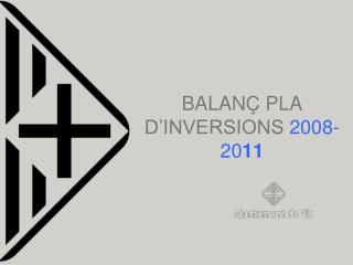 BALANÇ PLA D’INVERSIONS 2008-20 11