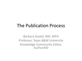 The Publication Process