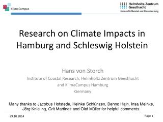 Research on Climate Impacts in Hamburg and Schleswig Holstein