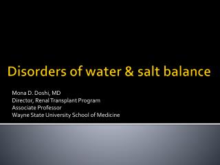 Disorders of water &amp; salt balance