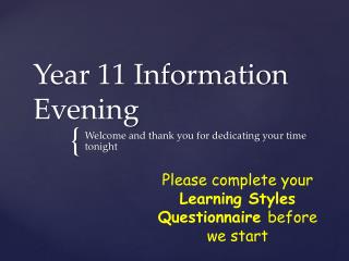 Year 11 Information Evening
