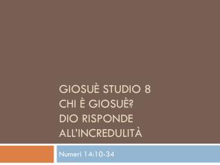Giosuè Studio 8 Chi è Giosuè? Dio risponde all’incredulità