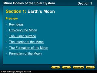 Section 1: Earth’s Moon