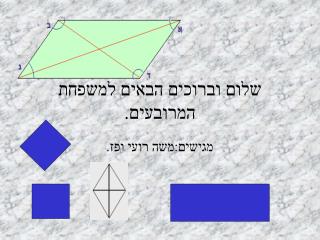 שלום וברוכים הבאים למשפחת המרובעים.