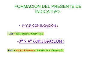 FORMACIÓN DEL PRESENTE DE INDICATIVO: