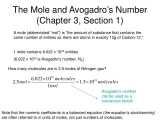 The Mole and Avogadro’s Number (Chapter 3, Section 1)
