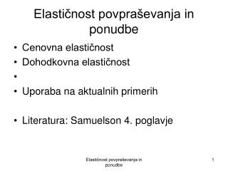 Elastičnost povpraševanja in ponudbe