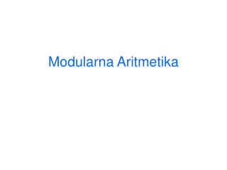 Modular na Aritmeti ka