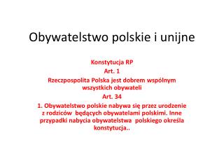 Obywatelstwo polskie i unijne