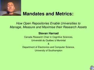 Stevan Harnad Canada Research Chair in Cognitive Sciences, Université du Québec à Montréal &amp;