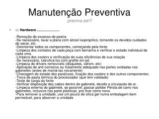 Manutenção Preventiva previna-se!!!