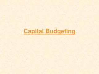 Capital Budgeting