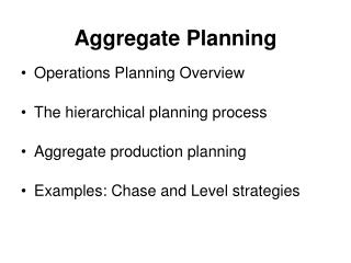 Aggregate Planning