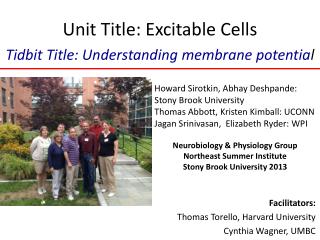 Unit Title: Excitable Cells Tidbit Title: Understanding membrane potentia l