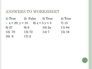 ANSWERS TO WORKSHEET