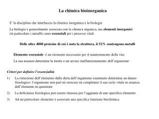 La chimica bioinorganica