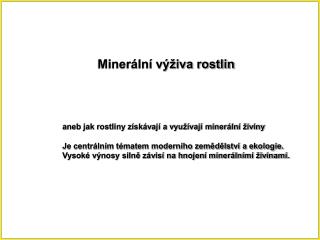 Minerální výživa rostlin