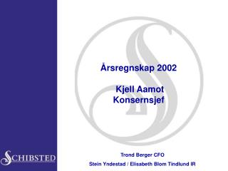 Årsregnskap 2002 Kjell Aamot Konsernsjef