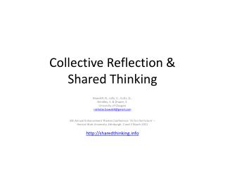 Collective Reflection &amp; Shared Thinking
