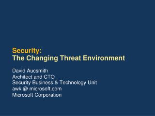 Security: The Changing Threat Environment