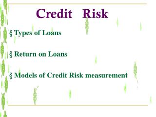 Credit Risk