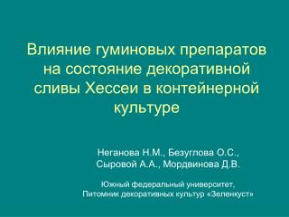 Влияние гуминовых препаратов на состояние декоративной сливы Хессеи в контейнерной культуре