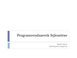 Programrendszerek fejlesztése