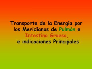 I.- Transporte de la energía por el Meridiano de Pulmón