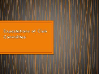 Expectations of Club Committee