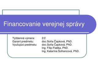 Financovanie verejnej správy