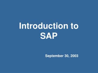 Introduction to SAP