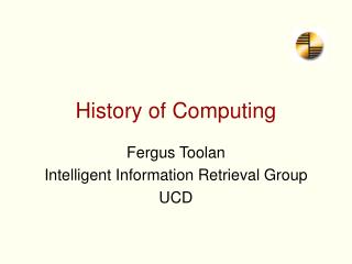 History of Computing