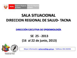 SALA SITUACIONAL DIRECCION REGIONAL DE SALUD- TACNA