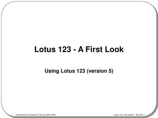 Lotus 123 - A First Look