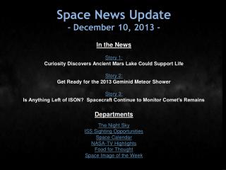 Space News Update - December 10, 2013 -