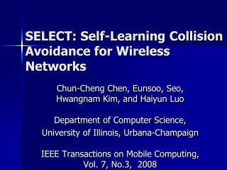 SELECT: Self-Learning Collision Avoidance for Wireless Networks