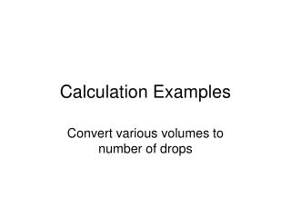 Calculation Examples