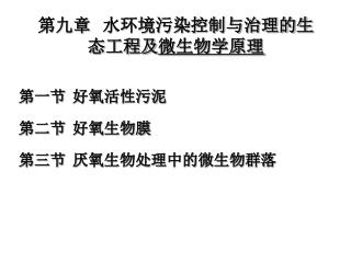 第九章 水环境污染控制与治理的生态工程及 微生物学原理