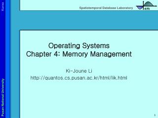 Operating Systems Chapter 4: Memory Management