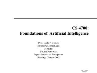 CS 4700: Foundations of Artificial Intelligence