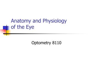 Anatomy and Physiology of the Eye