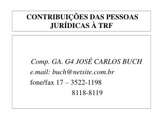CONTRIBUIÇÕES DAS PESSOAS JURÍDICAS À TRF