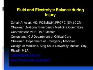 Fluid and Electrolyte Balance during Injury