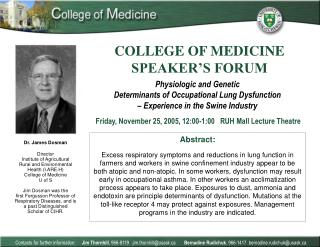 COLLEGE OF MEDICINE SPEAKER’S FORUM