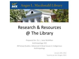 Research &amp; Resources @ The Library