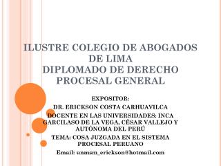 ILUSTRE COLEGIO DE ABOGADOS DE LIMA DIPLOMADO DE DERECHO PROCESAL GENERAL