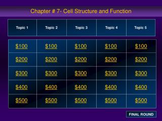 Chapter # 7- Cell Structure and Function